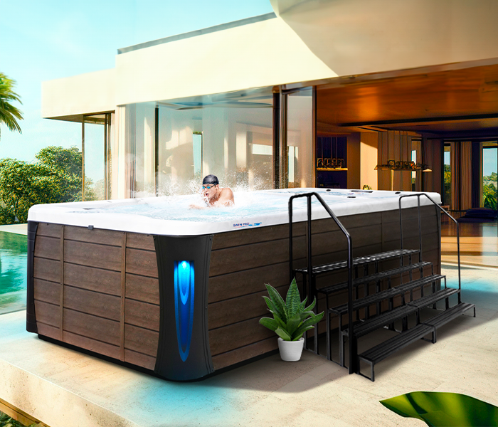 Calspas hot tub being used in a family setting - Meridian